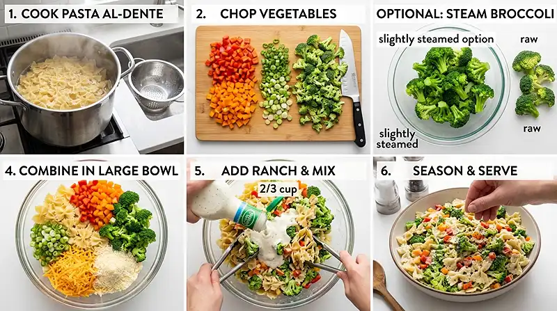 Broccoli Ranch Pasta Salad Instructions