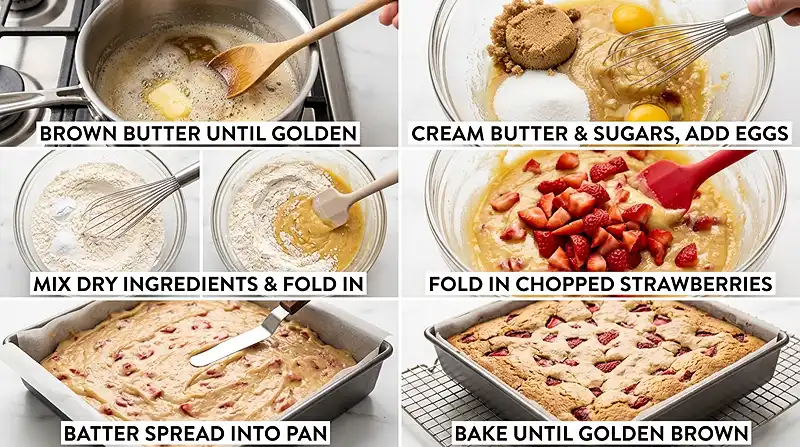 Brown Butter Strawberry Blondies Instructions