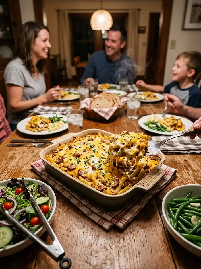 Cheesy Ranch Sausage & Noodle Bake