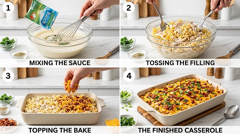 5-Ingredient Chicken Bacon Ranch Noodle Bake 3 Chicken Ranch Noodle