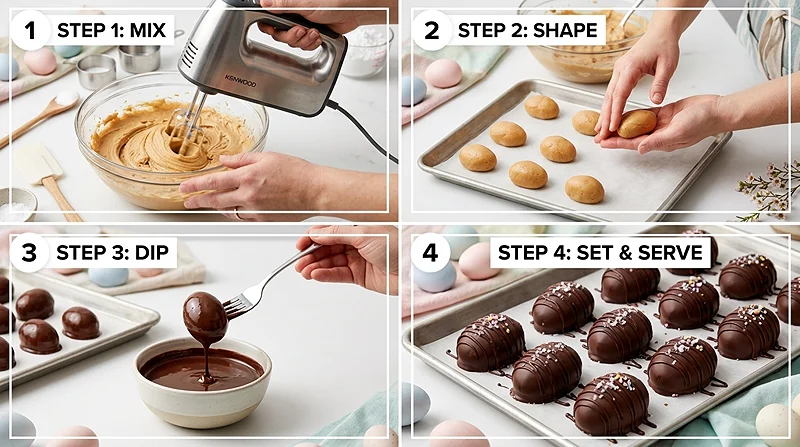 Chocolate-Covered Peanut Butter Eggs 3 Chocolate-Covered Peanut Butter Eggs Instructions