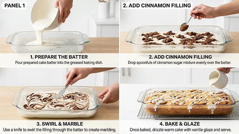 Cinnamon Roll Cake Instructions