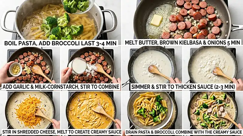 Creamy Kielbasa Broccoli Skillet Instructions