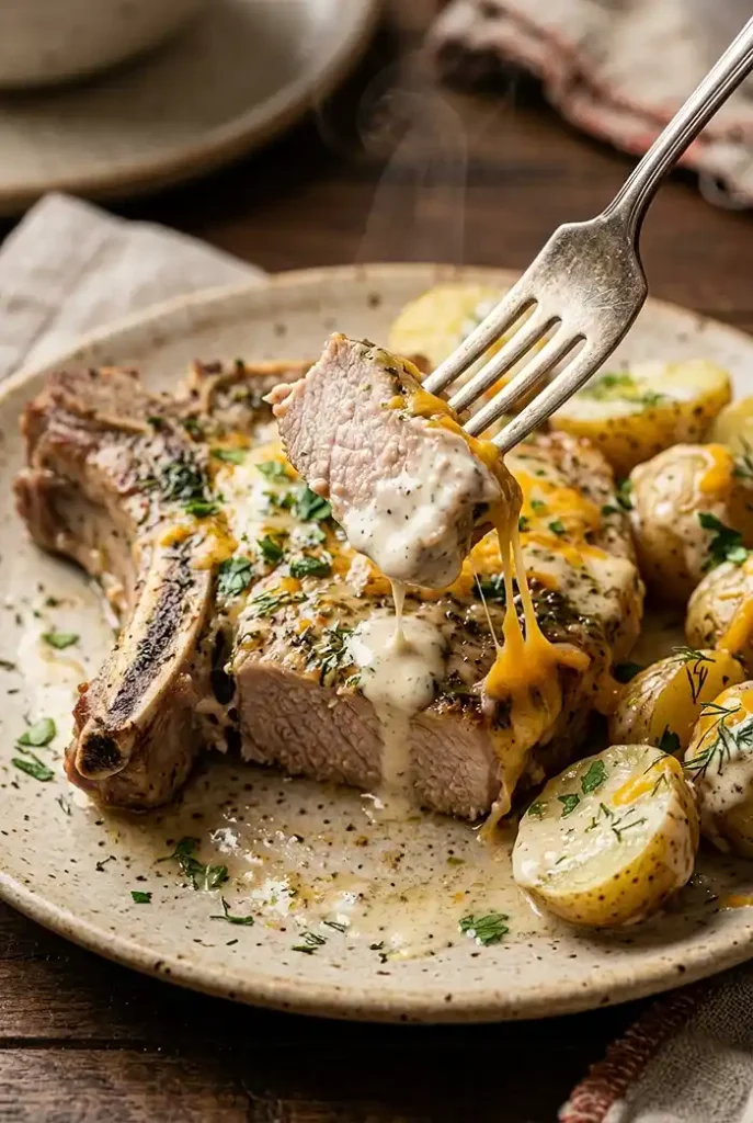5-Ingredient Crockpot Creamy Ranch Pork Chops & Potatoes 4 Creamy Ranch Pork Chops & Potatoes