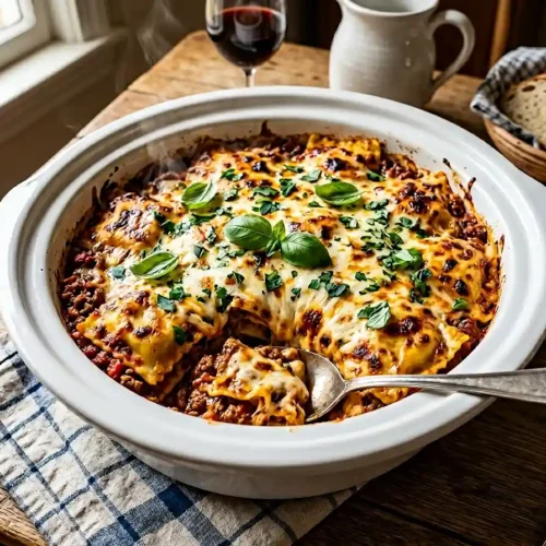 Crockpot Ravioli Lasagna
