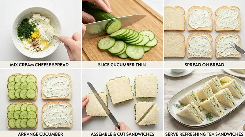 Cucumber Dill Cream Cheese Tea Sandwiches 3 Cucumber Dill Cream Cheese Tea Sandwiches Instructions