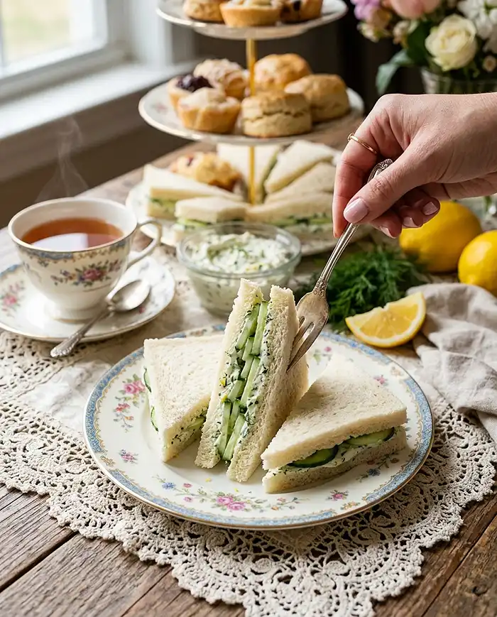 Cucumber Dill Cream Cheese Tea Sandwiches 4 Cucumber Dill Cream Cheese Tea Sandwiches Recipe