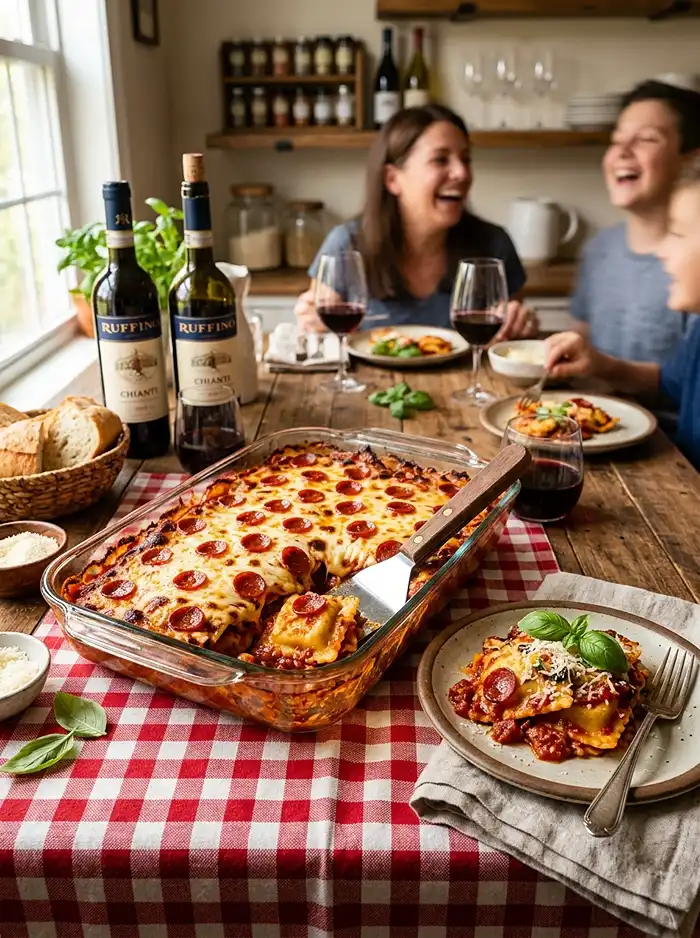 5-Ingredient Dump-and-Bake Pepperoni Pizza Ravioli 5 Dump-and-Bake Pepperoni Pizza Ravioli
