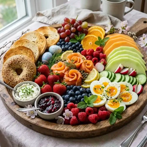 Easter Brunch Board (Bagels, Fruit and Spreads) 6 Easter Brunch Board (bagelsfruitspreads)