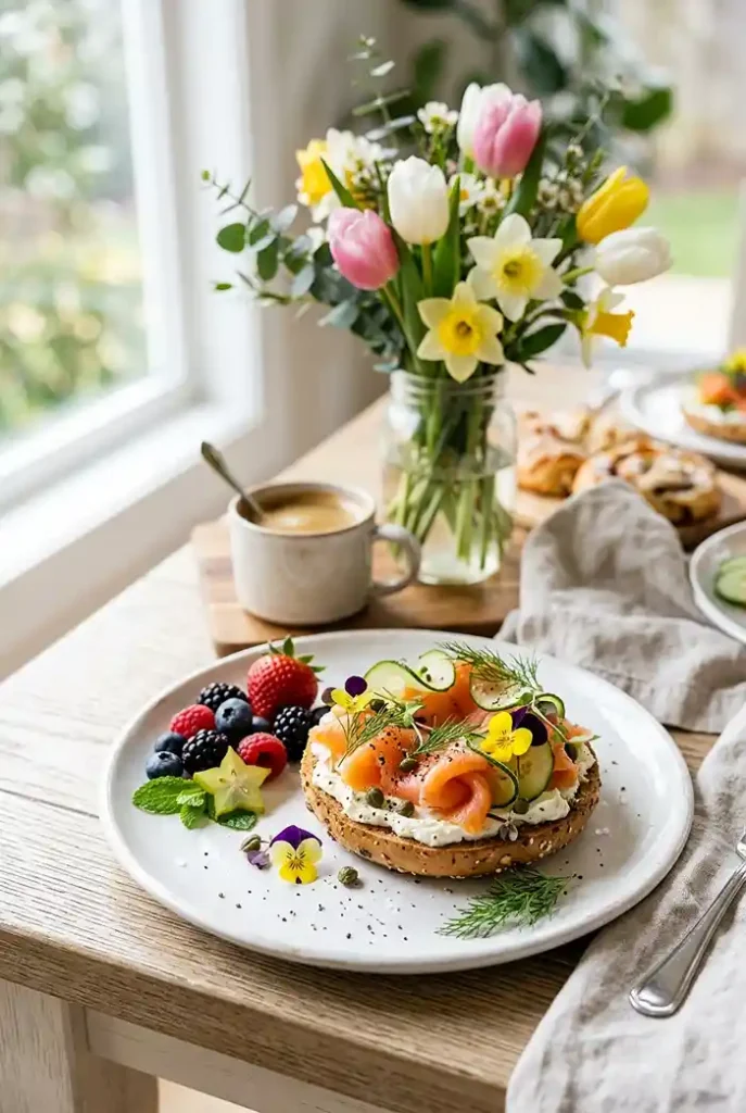 Easter Brunch Board (Bagels, Fruit and Spreads) 4 Easter Brunch Board (bagelsfruitspreads) Dish