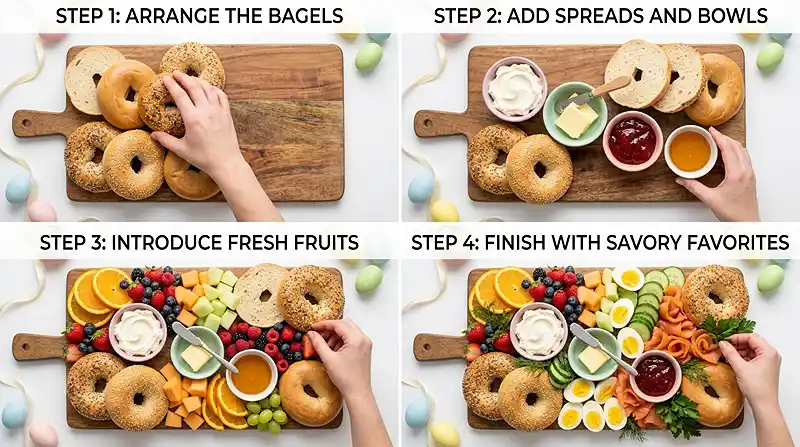 Easter Brunch Board (Bagels, Fruit and Spreads) 3 Easter Brunch Board (bagelsfruitspreads) Instructions