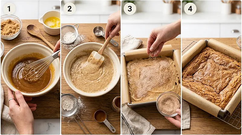 Easy Cinnamon Sugar Blondies 3 Easy Cinnamon Sugar Blondies Instructions