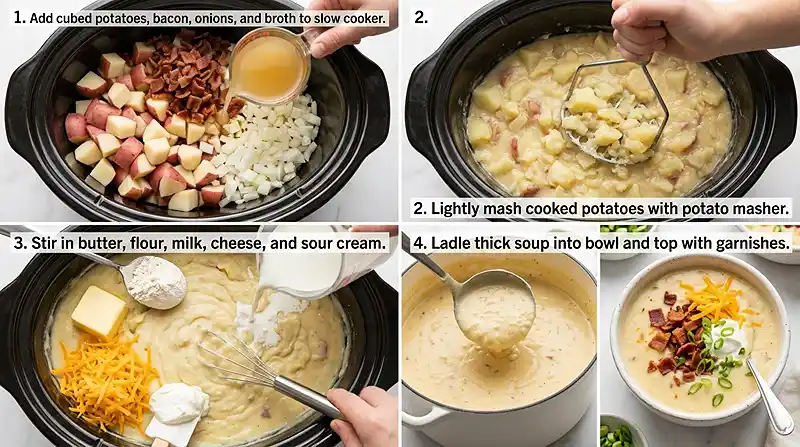 Easy Crockpot Potato Soup Recipe 3 Easy Crockpot Potato Soup Recipe Instructions