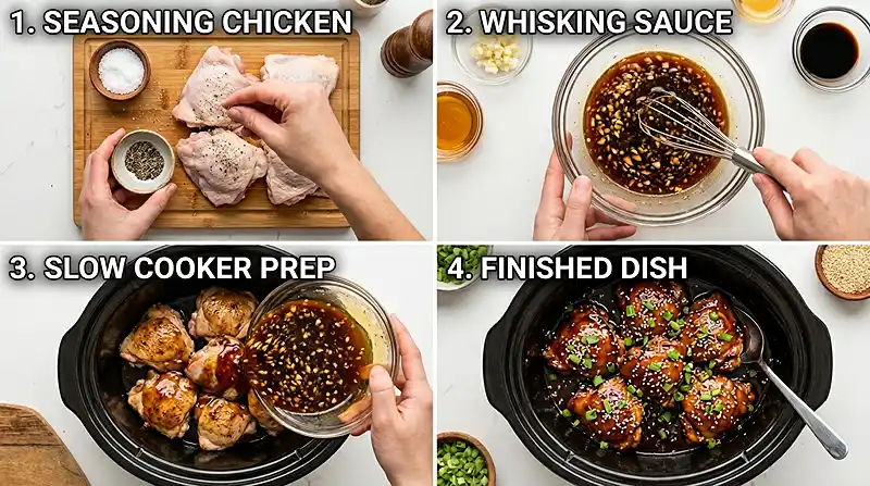 Easy Honey Garlic Slow Cooker Chicken Thighs Instructions