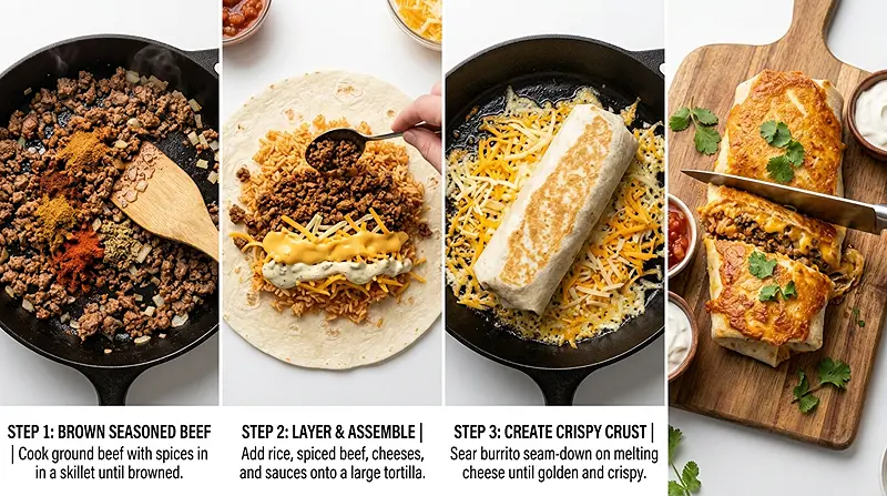 Grilled Cheese Burrito Copycat Instructions