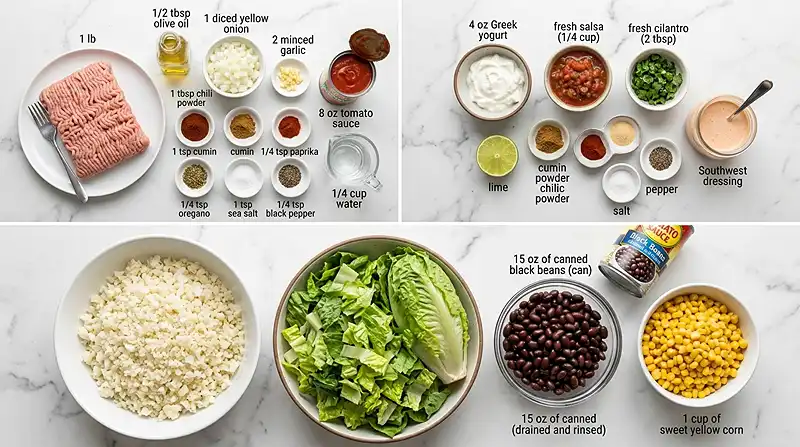 Ground Turkey Taco Meal Prep Bowls Ingredients