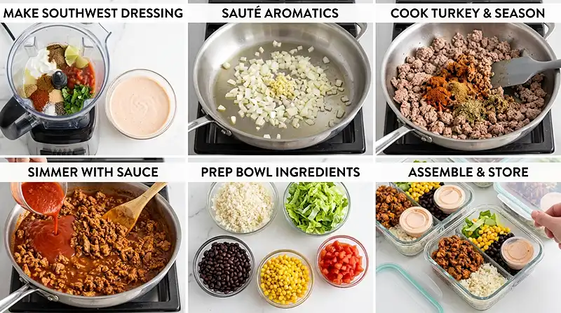 Ground Turkey Taco Meal Prep Bowls Instructions