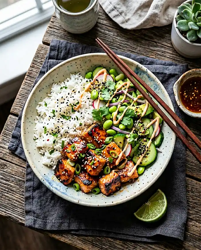 Honey Garlic Salmon Rice Bowls 4 Honey Garlic Salmon Rice Bowls Recipe