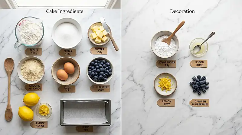 Lemon Blueberry Loaf Cake 2 Lemon Blueberry Loaf Cake Ingredients
