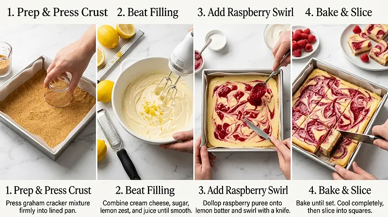 Lemon Raspberry Cheesecake Bars 3 Lemon Raspberry Cheesecake Bars Instructions