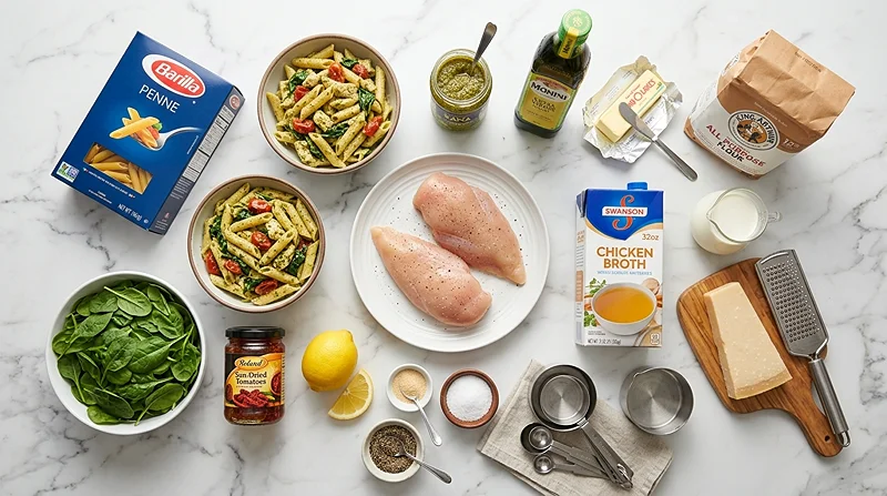 Light Pesto Pasta with Chicken 2 Light Pesto Pasta with Chicken Ingredients