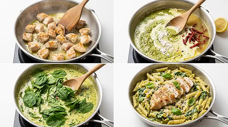 Light Pesto Pasta with Chicken 3 Light Pesto Pasta with Chicken Instructions