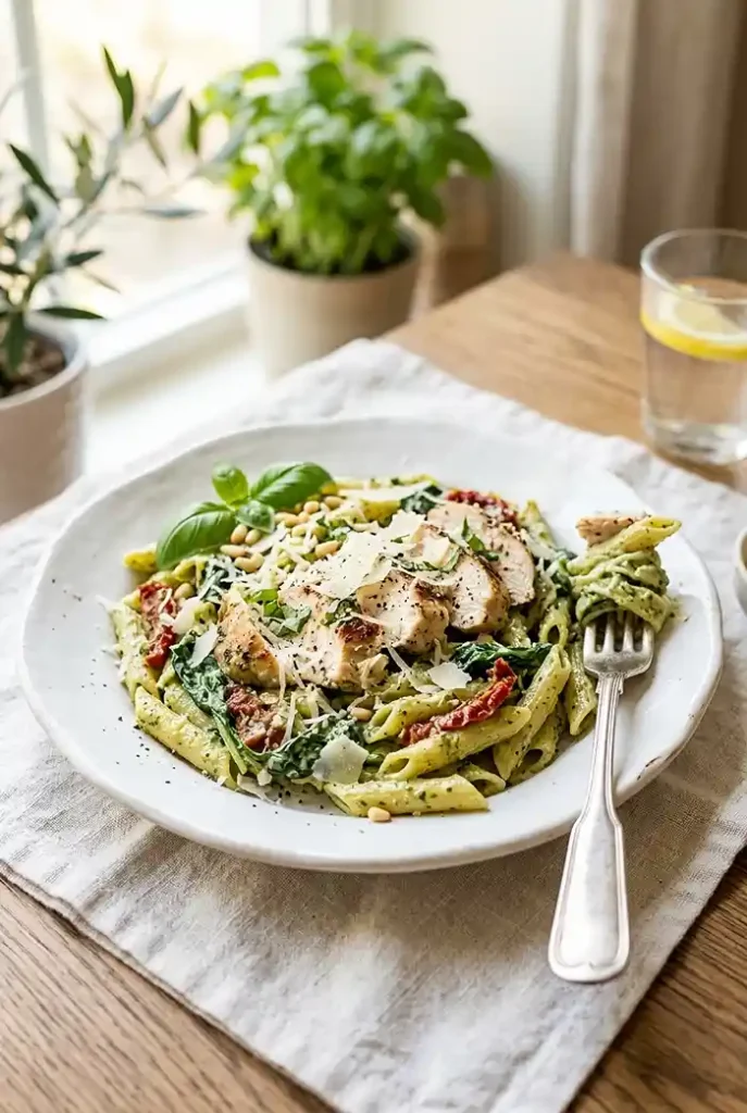 Light Pesto Pasta with Chicken 4 Light Pesto Pasta with Chicken Recipe