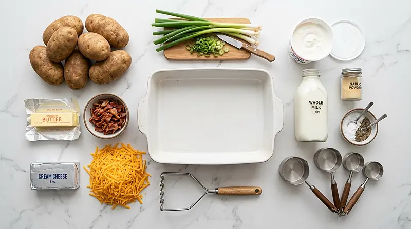 Loaded Baked Potato Casserole Ingredients