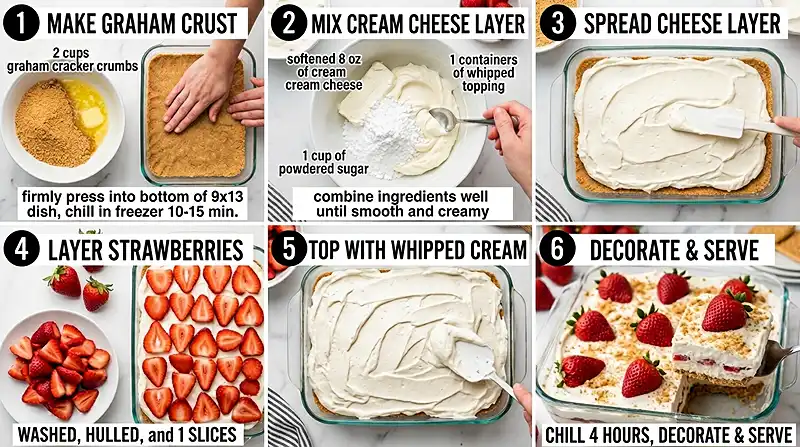 No-Bake Strawberry Cheesecake Lasagna 3 No-Bake Strawberry Cheesecake Lasagna step by step