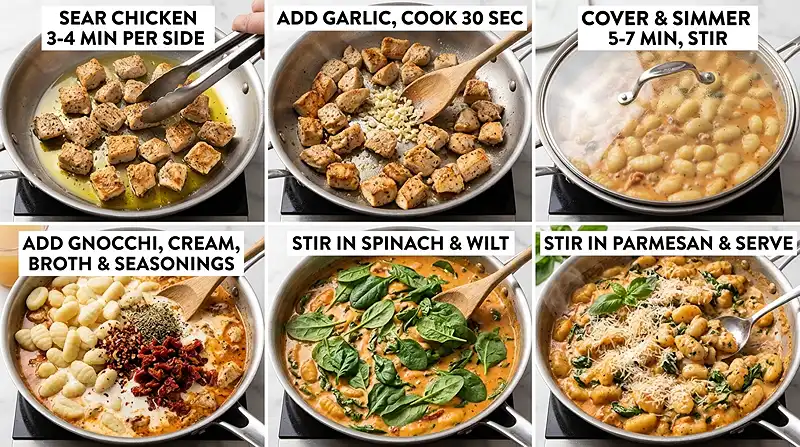 One-Pan Tuscan Chicken Gnocchi Instructions