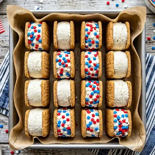 Patriotic Mini Ice Cream Sandwiches 6 Patriotic Mini Ice Cream Sandwiches