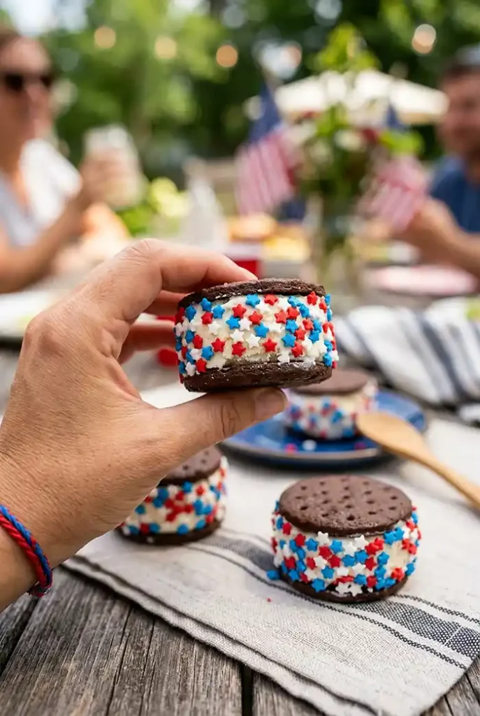 Patriotic Mini Ice Cream Sandwiches 4 Red White Blue Ice Cream Sandwich