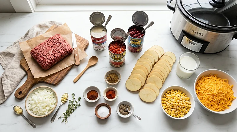 Slow Cooker Cowboy Casserole Ingredients