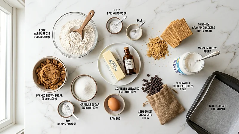 S'mores Cookie Bars Ingredients