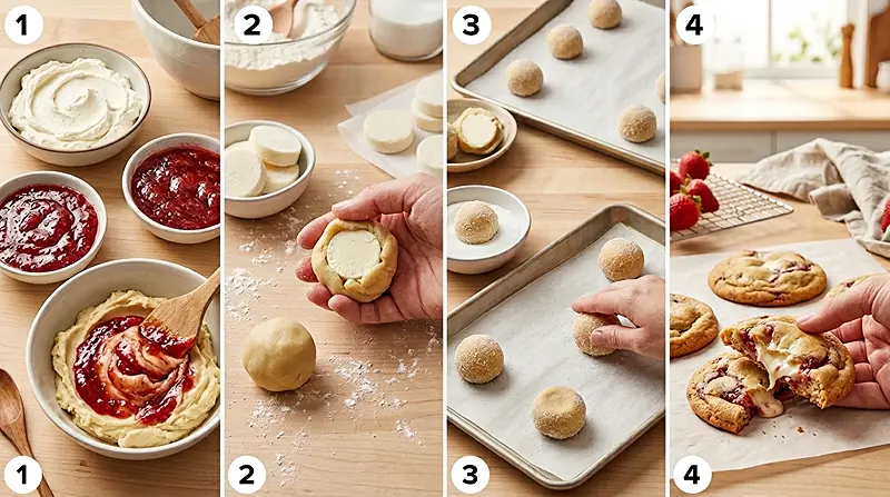 Strawberry Cheesecake Cookies Instructoins
