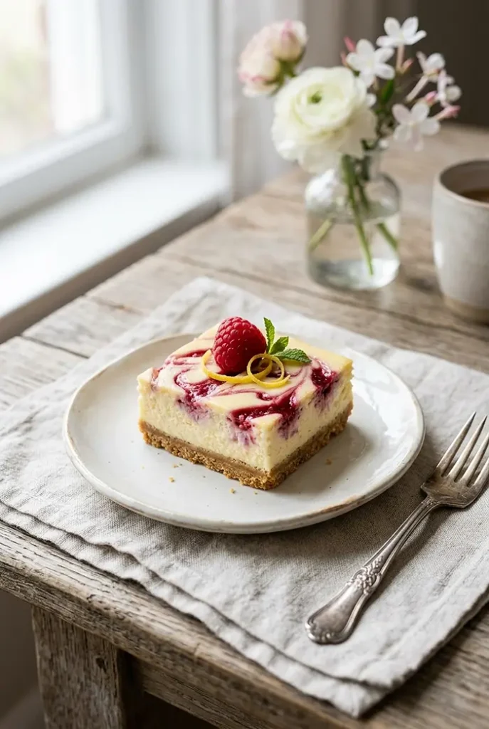 Lemon Raspberry Cheesecake Bars 4 cheesecake bars