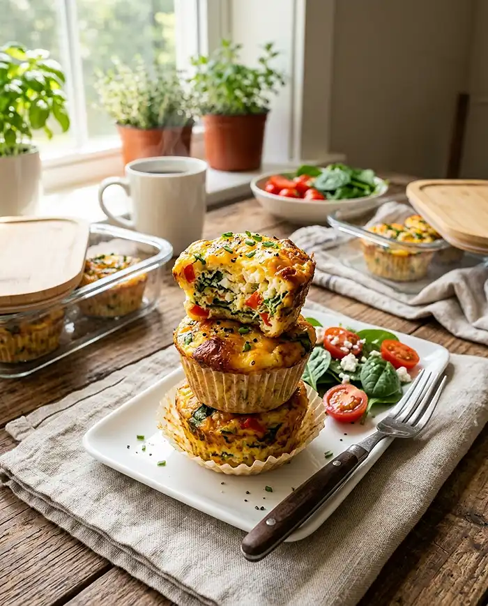 Cottage Cheese Egg Bake Muffins 4 freezer breakfast