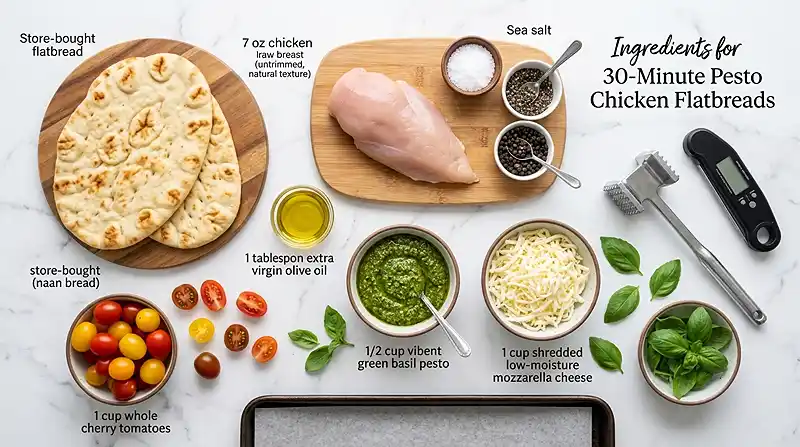 30-Minute Pesto Chicken Flatbreads 2 30-Minute Pesto Chicken Flatbreads Ingredients