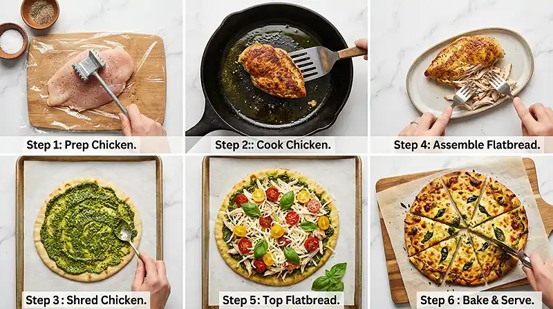 30-Minute Pesto Chicken Flatbreads 3 30-Minute Pesto Chicken Flatbreads Instructions