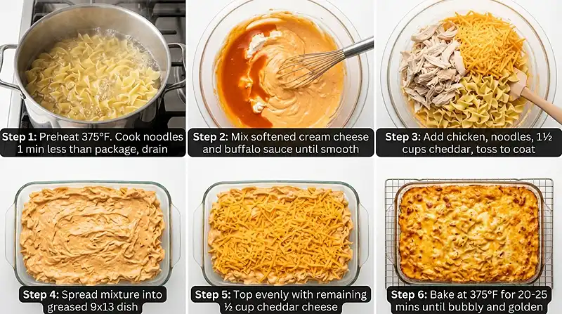5-Ingredient Cheesy Buffalo Chicken Noodle Bake 3 5-Ingredient Cheesy Buffalo Chicken Noodle Bake Instructions