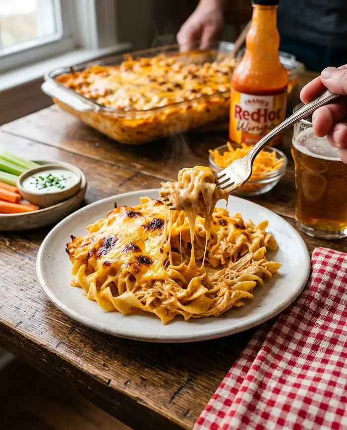 5-Ingredient Cheesy Buffalo Chicken Noodle Bake 4 5-Ingredient Cheesy Buffalo Chicken Noodle Bake Recipe