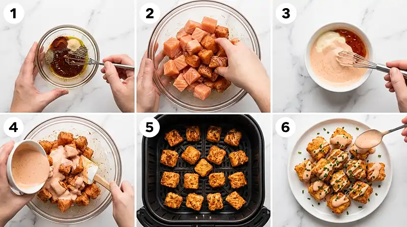 Air Fryer Bang Bang Salmon Bites 3 Air Fryer Bang Bang Salmon Bites Instructions