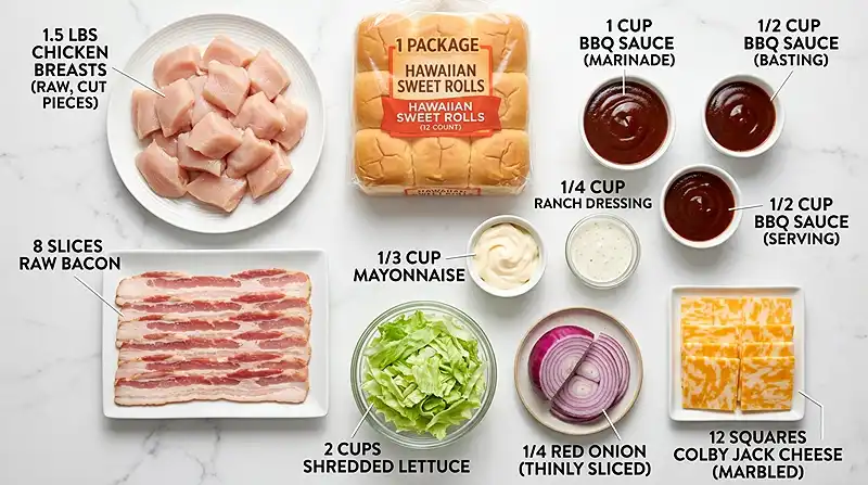 BBQ Ranch Chicken Sliders 2 BBQ Ranch Chicken Sliders Ingredients
