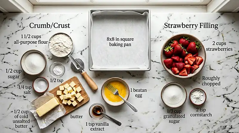 Bakery-Style Strawberry Crumb Bars Ingredients