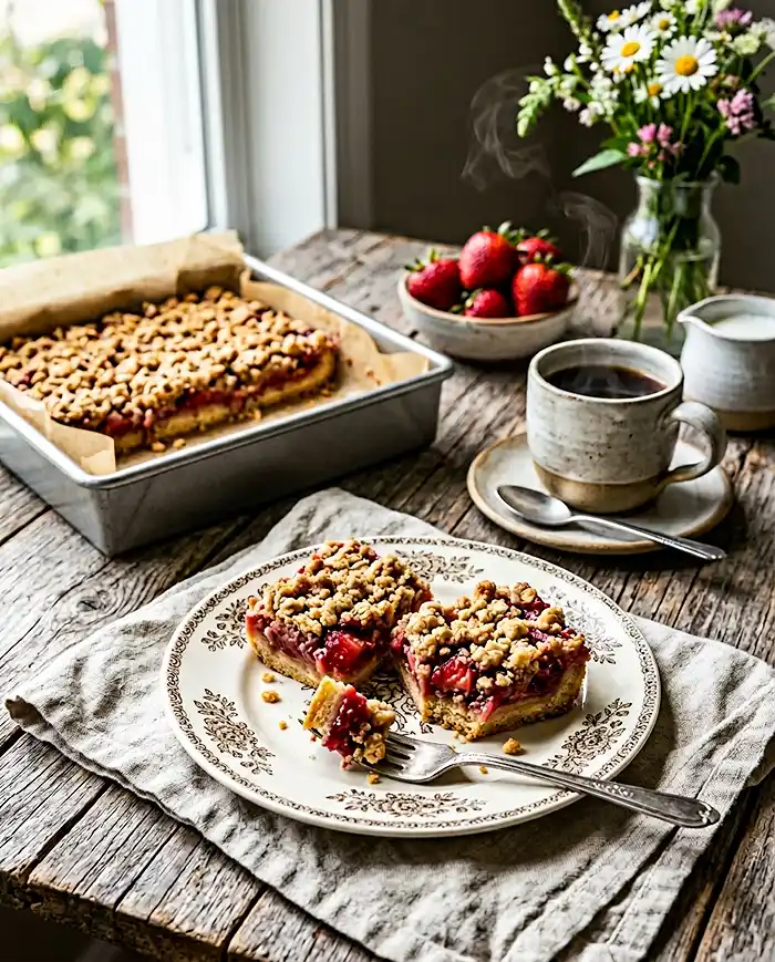 Bakery-Style Strawberry Crumb Bars Recipe