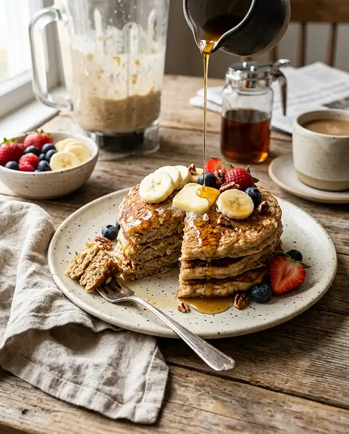 Banana Oat Blender Pancakes 4 Banana Oat Blender Pancakes Recipe