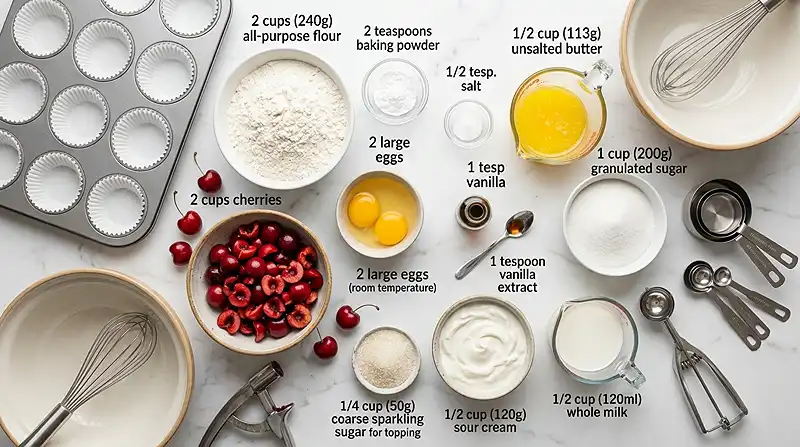 Cherry Muffins Ingredients
