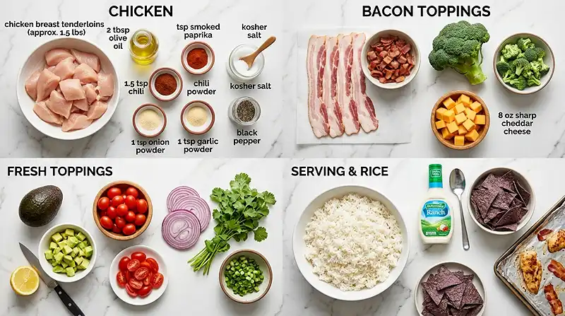 Chicken Bacon Ranch Rice Bowls 2 Chicken Bacon Ranch Rice Bowls Ingredients