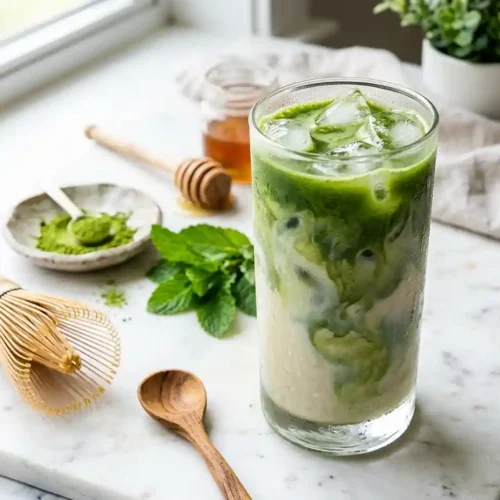 Cooling Adaptogenic Matcha Iced Latte