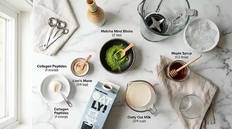 Cooling Adaptogenic Matcha Iced Latte Ingredients